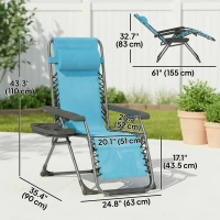 Outsunny Zero Gravity Chair Set of 2, Folding Reclining Outdoor Lounge Chair with Cup Holder, Headrest, Sky Blue(m-3)