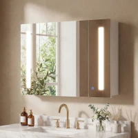 kleankin Medicine Cabinet with Mirror, Wall Mounted Bathroom Mirror Cabinet with Adjustable Shelf, USB Charge, High Gloss White(m-1)