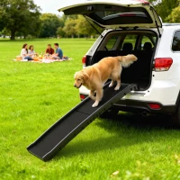 PawHut 61 Inches Folding Pet Ramp with Frosted Surface, Raised Side Rails, for Cars, SUVs(m-8)