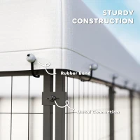 PawHut 9.8' x 9.8' x 6' Outdoor Dog Kennel, Dog Kennel Outside Run with 360° Rotating Bowls, Waterproof & UV Resistant Cover(m-7)