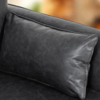 HOMCOM Accent Chair, PU Leather Armchair with Wide Seat, Spring Cushion, Rubberwood legs, 2 Pillows, Black(m-10)