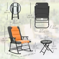 Outsunny 3-Piece Outdoor Foldable Rocking Chair Set, Orange(m-3)