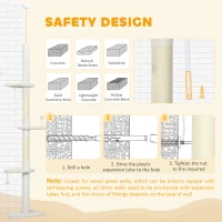 PawHut 88.5"-100.5" Floor to Ceiling Cat Tree, Cat Tower with Scratching Posts, Cloud Shaped Platforms, Dangling Balls, Cream(m-7)
