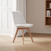 HOMCOM Modern Dining Table Chairs Set of 4, Rubber Wood Kitchen Table Chairs with PU Leather Cushion for Living Room, Bedroom(m-13)