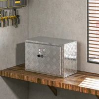 HOMCOM 24 Inch Truck Bed Tool Box, Heavy Duty Aluminum Tool Box, Storage Toolbox Chest Organizer with Lock and Keys(m-10)