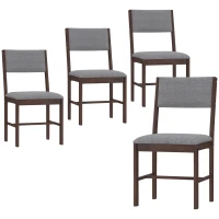 HOMCOM Modern Dining Chairs Set of 4, Linen Fabric Kitchen Chairs with Rubberwood Legs for Dining Room, Living Room, Gray(m-2)