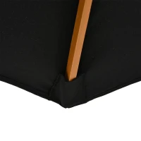 Outsunny 10' x 8' Wooden Patio Umbrella, Garden Parasol, Outdoor Sunshade Canopy with Bamboo Rib for Outdoor, Black(m-9)