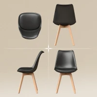 HOMCOM Modern Dining Table Chairs Set of 6, Rubber Wood Kitchen Table Chairs with PU Leather Cushion for Living Room, Bedroom(m-7)