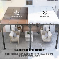 Outsunny 13' x 10' Lean to Gazebo, Hardtop Wall Mounted Outdoor Pergola with Polycarbonate Roof and Metal-Aluminium Frame(m-5)