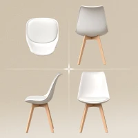 HOMCOM Modern Dining Table Chairs Set of 6, Rubber Wood Kitchen Table Chairs with PU Leather Cushion for Living Room, Bedroom(m-7)