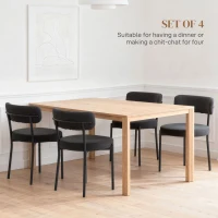 HOMCOM 4 Pieces Kitchen Chairs, Modern Dining Chairs w/ Corduroy Upholstery and Steel Legs for Living Room, Black(m-4)