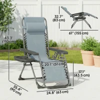 Outsunny Zero Gravity Chair Set of 2, Folding Reclining Outdoor Lounge Chair with Cup Holder, Headrest, Light Grey(m-3)