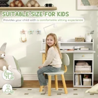 Qaba Kids Study Table and Chair Set, Kids Desk and Chair Set w/ Storage and Shelves, for 3-8 Year Old, Green(m-6)