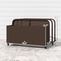 Outsunny Wicker Patio Pool Float Storage Basket, PE Rattan Outdoor Pool Caddy with Rolling Wheels for Floaties, Noodles, Life Vests, Beach Balls, Toys, Brown(m-3)