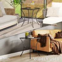 Outsunny Square Garden Metal Bistro Table Outdoor Patio Coffee Side Desk 23.6" x 23.6" x 27.6" Black(m-6)
