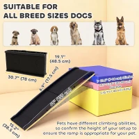 PawHut 61 Inches Folding Pet Ramp with Frosted Surface, Raised Side Rails, for Cars, SUVs(m-3)