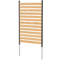 Outsunny Privacy Screen Panel, 38" x 76" No Dig Space Divider with Fir Wood Planks and Aluminum Posts, Great to Hide Trash Cans(m-2)