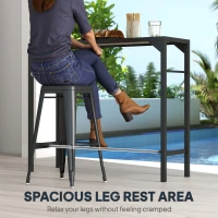 Outsunny Bar Height Outdoor Table with Built-In Bottle Opener, Patio Bar Table with Wood Grain Plastic Top, 55" x 15" x 39"(m-9)