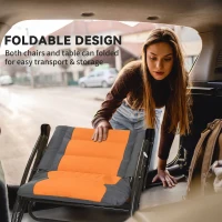 Outsunny 3-Piece Outdoor Foldable Rocking Chair Set, Orange(m-5)