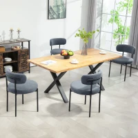 HOMCOM 4 Pieces Kitchen Chairs, Modern Dining Chairs w/ Berber Fleece Upholstery and Steel Legs for Living Room, Grey(m-8)