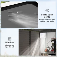 Outsunny 9' x 6' Garden Shed, Outdoor Storage Patio Shed w/ Sloped Roof, Lockable Door for Patio Lawn, Dark Grey(m-6)