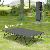 Outsunny Two Person Folding Camping Cot Outdoor Portable Double Cot with Carrying Bag 76" Dark Grey(m-3)