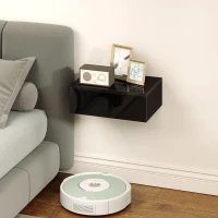 HOMCOM Set of 2 Wall Mounted Bedside Tables, Floating Nightstands with Drawer for Bedroom, Black(m-10)