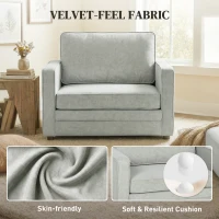 HOMCOM Accent Chair, Velvet-feel Fabric Armchair with Wide Seat, Spring Cushion, Solid Wood legs, Grey(m-4)