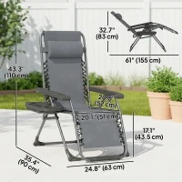 Outsunny Zero Gravity Chair Set of 2, Folding Reclining Outdoor Lounge Chair with Cup Holder, Headrest, Dark Grey(m-3)