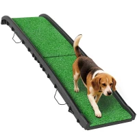 PawHut 61 Inches Folding Pet Ramp with Grass Surface, Raised Side Rails, for Cars, SUVs(m-11)
