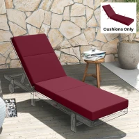 Outsunny Chaise Lounge Cushion, 4" Thick Outdoor Lounge Chair Cushion with Ties for Patio, 21" x 72 ", Red(m-8)