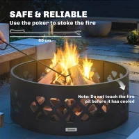 Outsunny 36" Outdoor Fire Pit, Portable Bottomless Fire Ring with Poker, Wood Burning Firepits, Black(m-6)