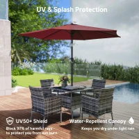 Outsunny 9FT Patio Umbrella, Outdoor Table Patio Umbrellith Tilt, Crank, 6 Ribs, UV Protection for Garden, Lawn, Deck, Backyard(m-5)