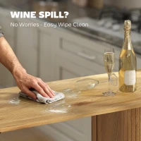 HOMCOM Tambour Bar Height Table with 3 Storage Shelves Rectangular Bar Table with Metal Frame for Kitchen Dining Room Natural(m-7)