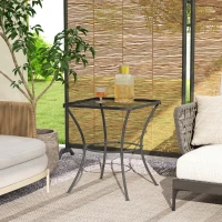 Outsunny Square Garden Metal Bistro Table Outdoor Patio Coffee Side Desk 23.6" x 23.6" x 27.6" Black(m-8)