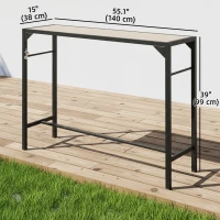 Outsunny Bar Height Outdoor Table with Built-In Bottle Opener, Patio Bar Table with Wood Grain Plastic Top, 55" x 15" x 39"(m-3)