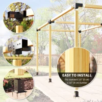 Outsunny 12PCS Pergola Kit, Pergola Brackets with 3-Way & 4-Way Corner Brackets for 4"x4" (Actual 3.6"x3.6") Lumber(m-5)