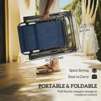 Outsunny Zero Gravity Chair Set of 2, Folding Reclining Outdoor Lounge Chair with Cup Holder, Headrest, Dark Blue(m-6)