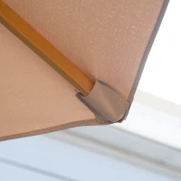 Outsunny 10' x 8' Wooden Patio Umbrella, Garden Parasol, Outdoor Sunshade Canopy with Bamboo Rib for Outdoor, Khaki(m-7)