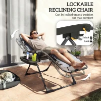 Outsunny Zero Gravity Chair Set of 2, Folding Reclining Outdoor Lounge Chair with Cup Holder, Headrest, Dark Grey(m-5)