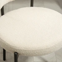 HOMCOM 2 Pieces Kitchen Chairs, Modern Dining Chairs w/ Berber Fleece Upholstery and Steel Legs for Living Room, Beige(m-10)