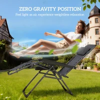 Outsunny Zero Gravity Chair Set of 2, Folding Reclining Outdoor Lounge Chair with Cup Holder, Headrest, Dark Grey(m-4)