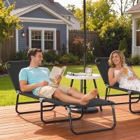 Outsunny Outdoor Folding Lounge Chair, Steel Tanning Chair with Reclining Back, Breathable Mesh for Beach, Yard, Patio, Black(m-1)