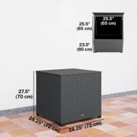 Outsunny 67 Gallon Rattan Deck Box, Wicker Outdoor Storage Box with Waterproof Zippered Liner, Safe Pneumatic Rod, Grey(m-3)