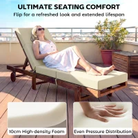 Outsunny Set of 2 Chaise Lounge Cushion, 4" Thick Outdoor Lounge Chair Cushions with Ties for Patio, 21" x 72 ", Cream White(m-4)