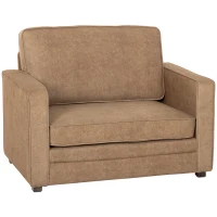 HOMCOM Accent Chair, Velvet-feel Fabric Armchair with Wide Seat, Spring Cushion, Solid Wood legs, Brown(m-11)