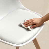 HOMCOM Modern Dining Table Chairs Set of 6, Rubber Wood Kitchen Table Chairs with PU Leather Cushion for Living Room, Bedroom(m-10)