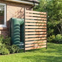Outsunny Privacy Screen Panel, 38" x 76" No Dig Space Divider with Fir Wood Planks and Aluminum Posts, Great to Hide Trash Cans(m-9)