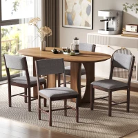 HOMCOM Modern Dining Chairs Set of 4, Linen Fabric Kitchen Chairs with Rubberwood Legs for Dining Room, Living Room, Gray(m-11)