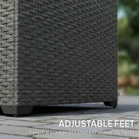 Outsunny 67 Gallon Rattan Deck Box, Wicker Outdoor Storage Box with Waterproof Zippered Liner, Safe Pneumatic Rod, Grey(m-9)